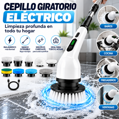 SpinClean Pro™ 9 en 1 | Cepillo Eléctrico Giratorio Multifuncional con Mango Extensible